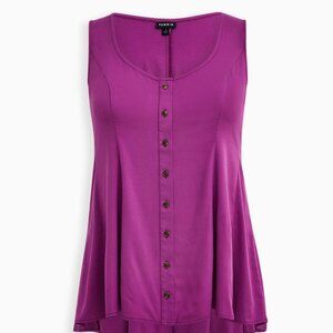 Torrid Fit And Flare Stretch Challis Button-Front Tank